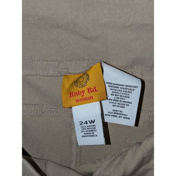 Ruby Rd. Womens Plus Size 24W Khaki Pants With Elastic Waist & Pockets - Picture 5 of 7